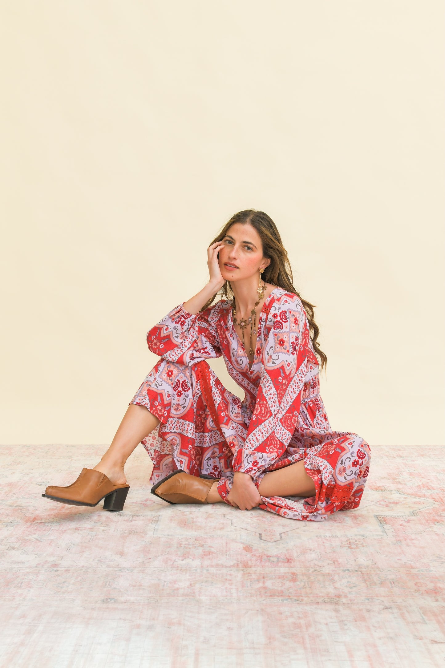 ROSA PRINT CARMEN MAXI LONG SLEEVE