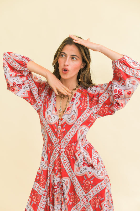 ROSA PRINT CARMEN MAXI LONG SLEEVE