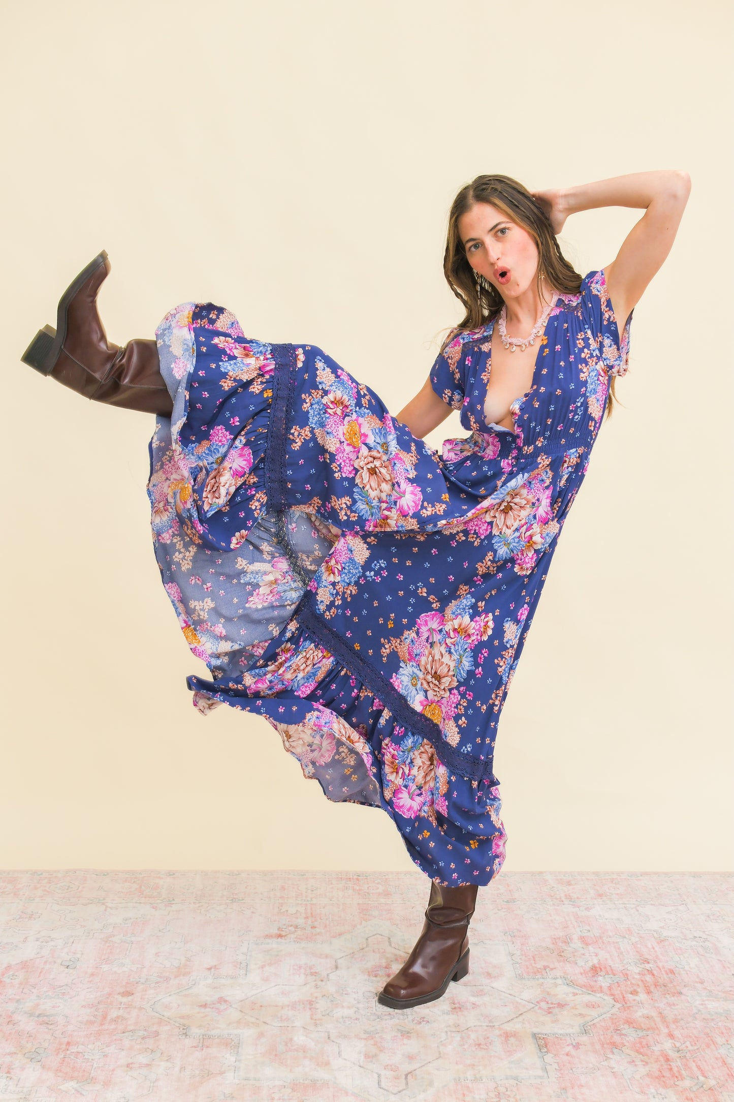 WILD WHIM PRINT CARMEN MAXI DRESS