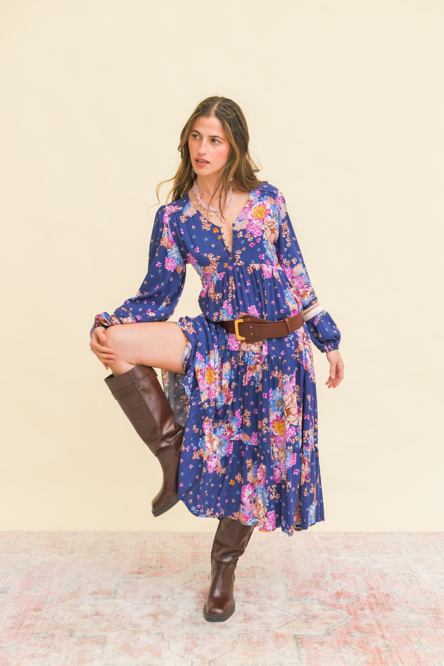WILD WHIM PRINT EVE MIDI DRESS