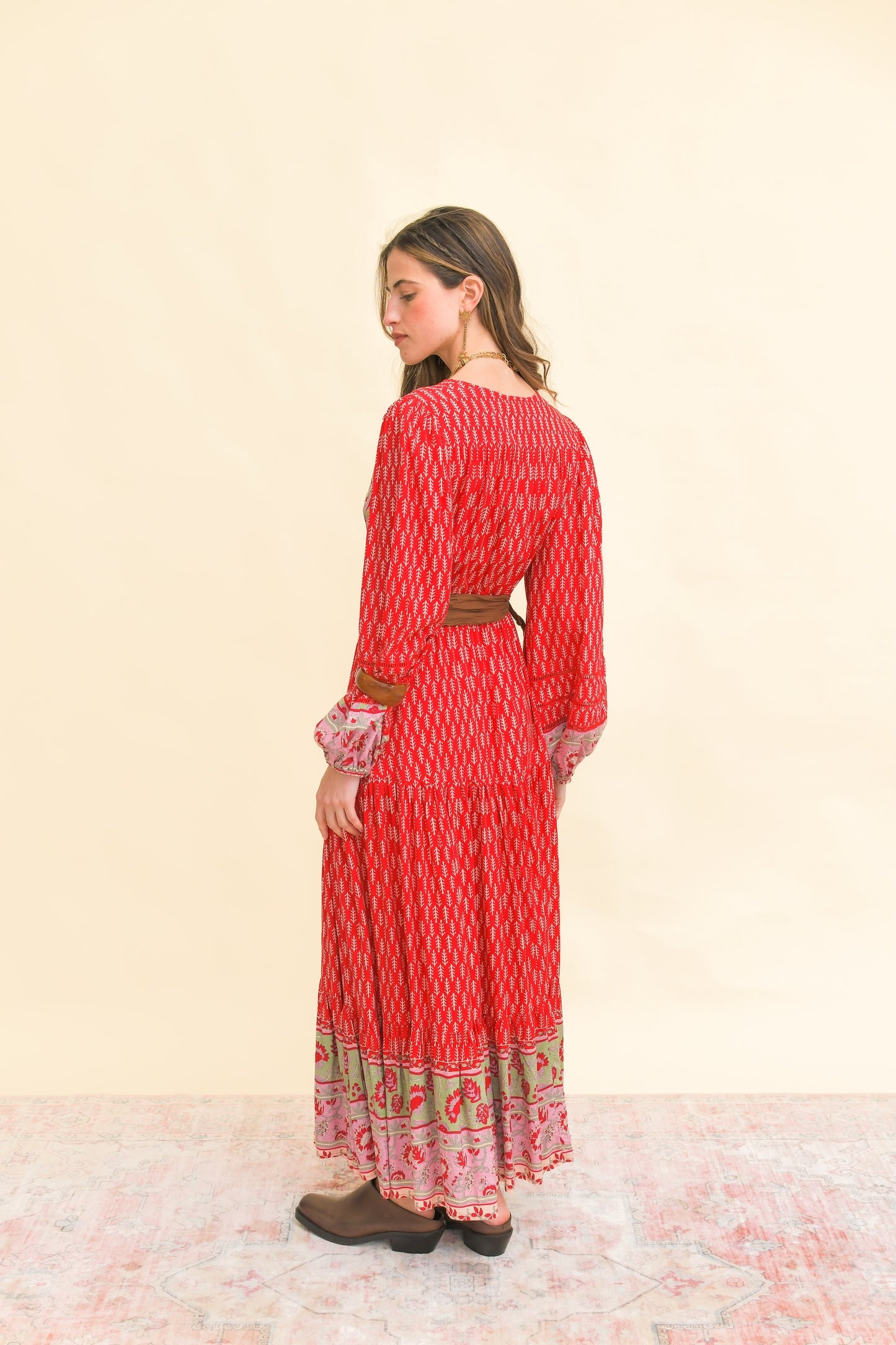 ZELIE PRINT LADDER LACE TERESA MAXI DRESS