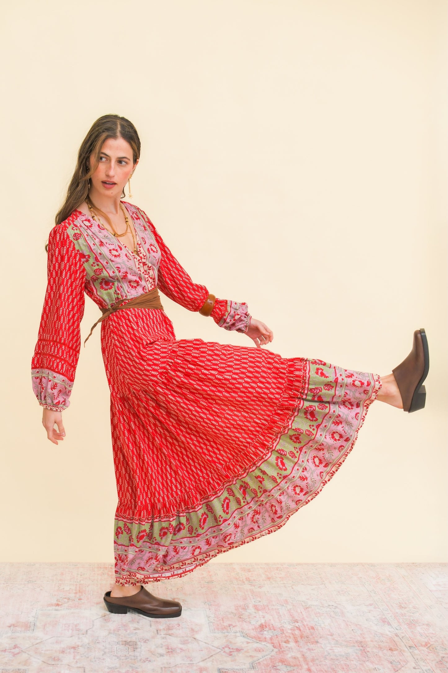 ZELIE PRINT LADDER LACE TERESA MAXI DRESS