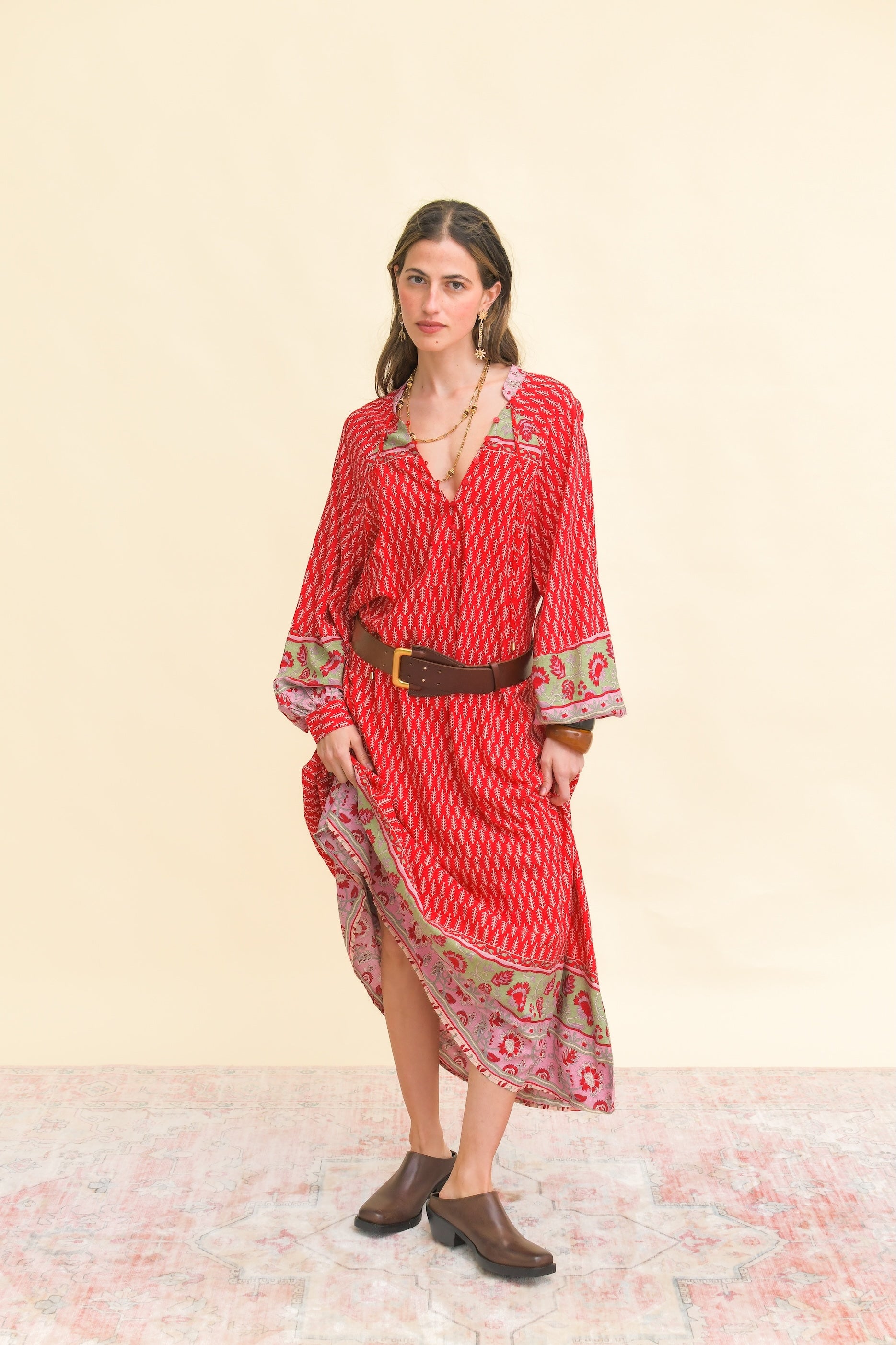 Vestido Maxi Boho Jaase Zelie Print Winter Bree Rojo | Look Completo | Jaase vestido | Jarlie Wild España