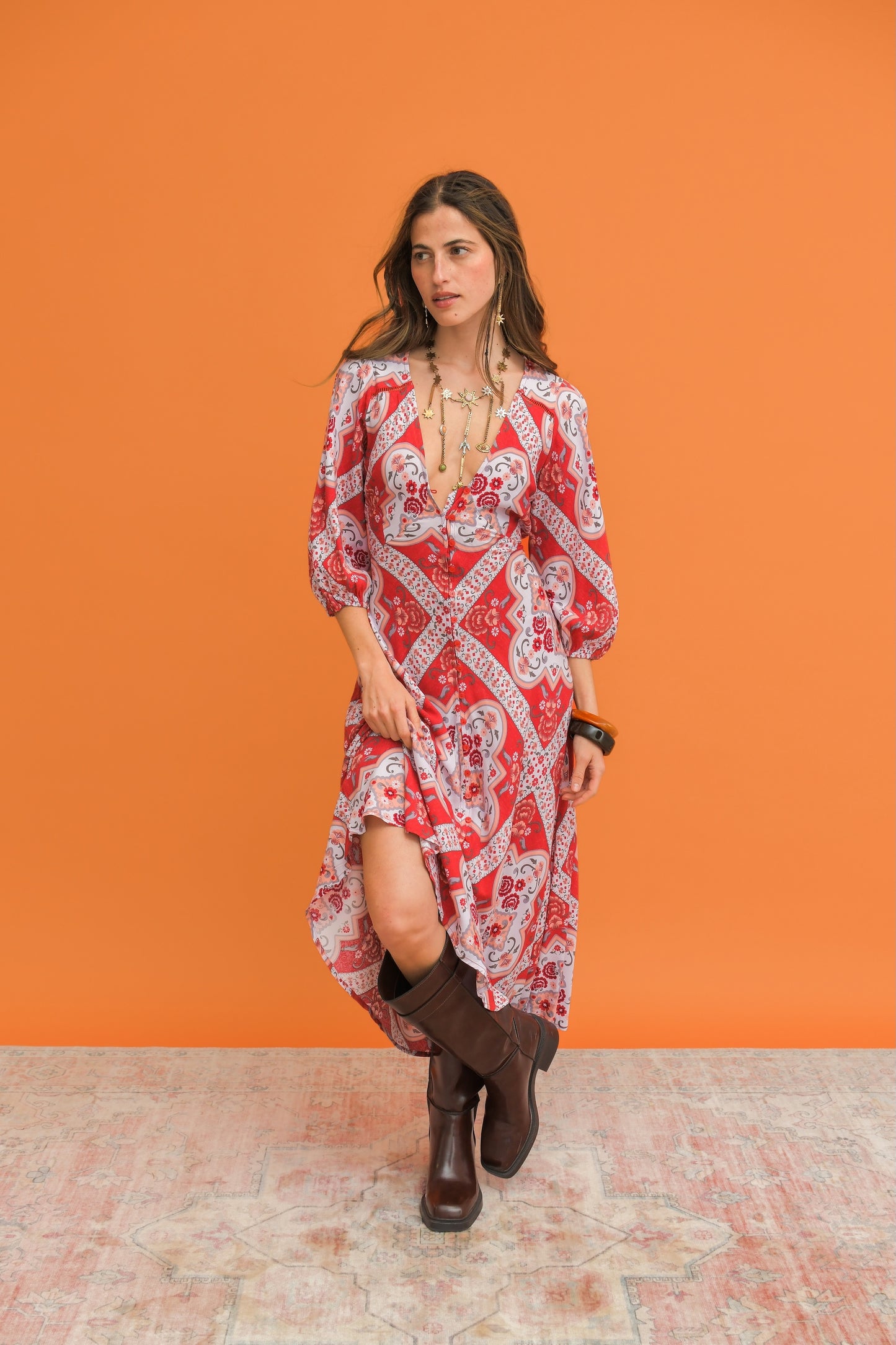 ROSA PRINT LENNI MIDI DRESS