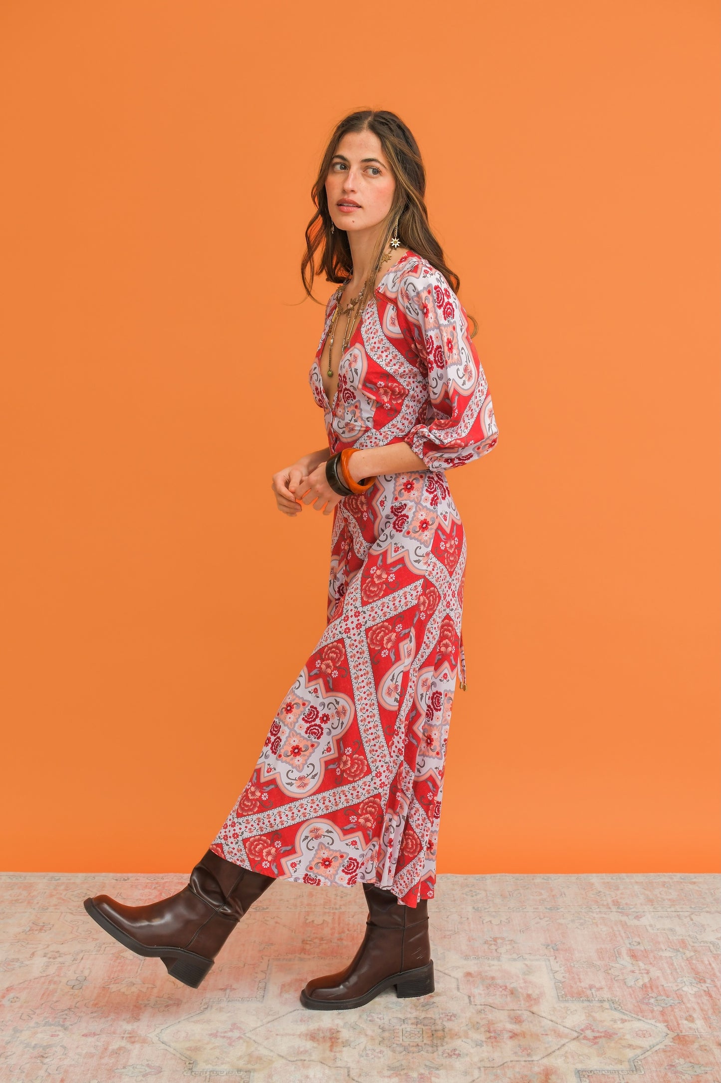 ROSA PRINT LENNI MIDI DRESS