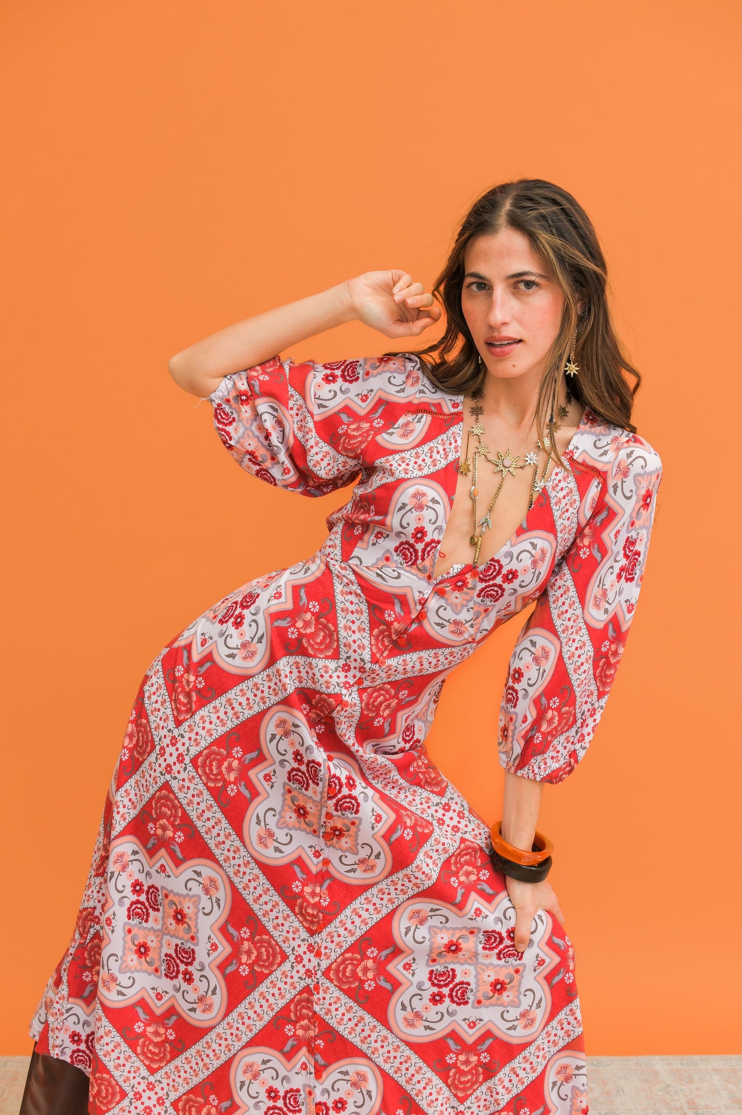 ROSA PRINT LENNI MIDI DRESS
