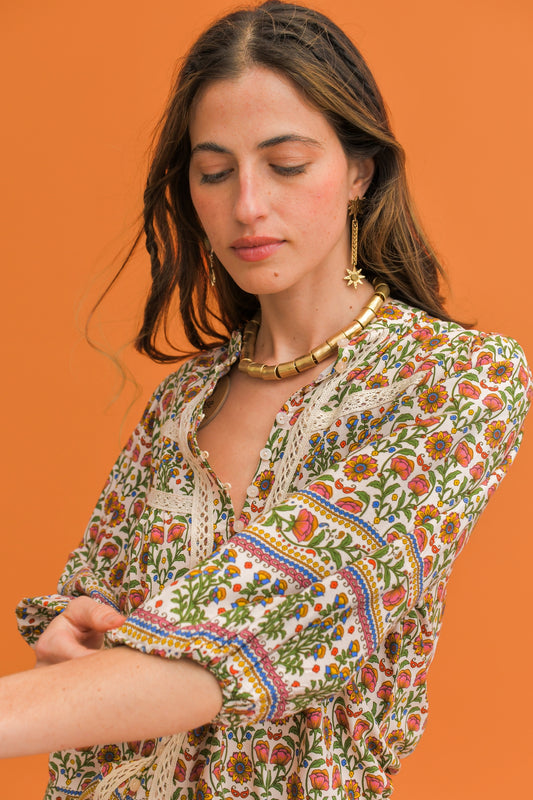 HARLOWE PRINT BEE BLOUSE