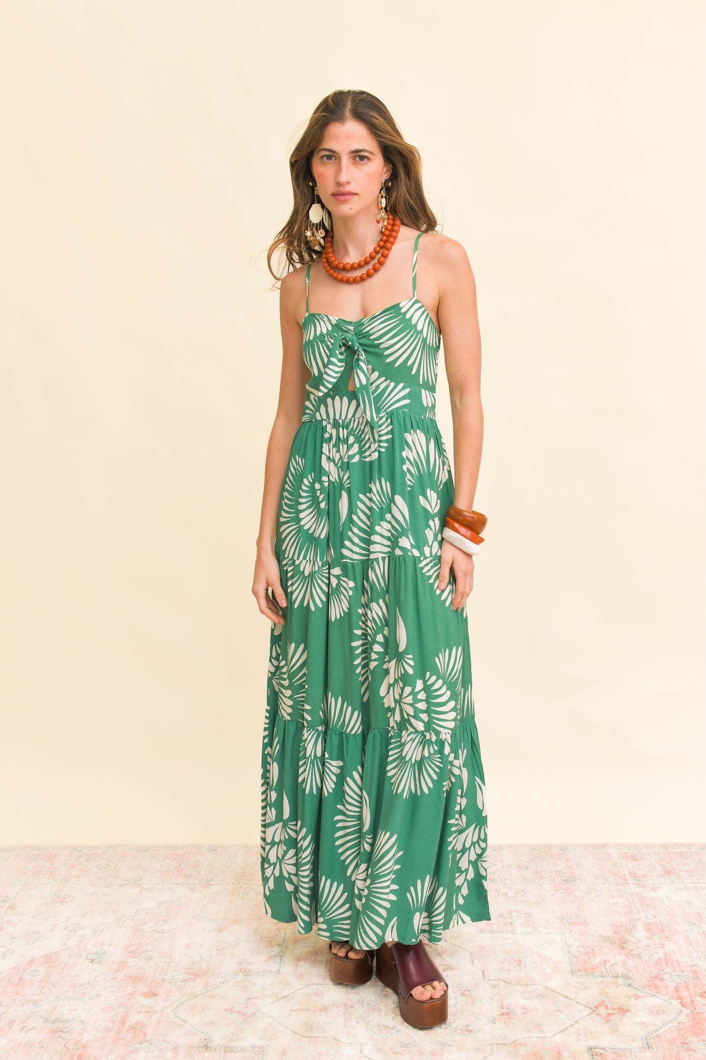 CANARY ISLAND PRINT BAMBI MAXI DRESS