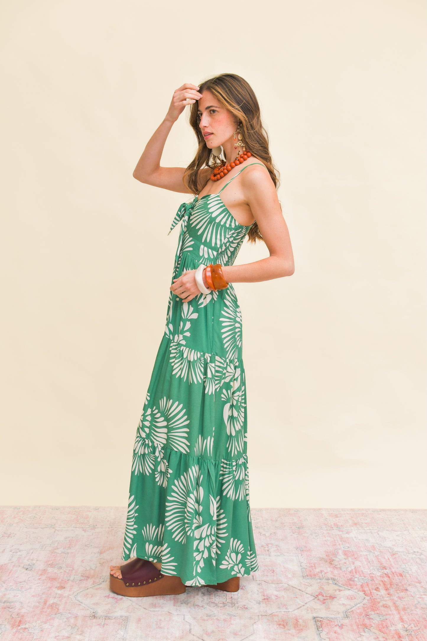 CANARY ISLAND PRINT BAMBI MAXI DRESS