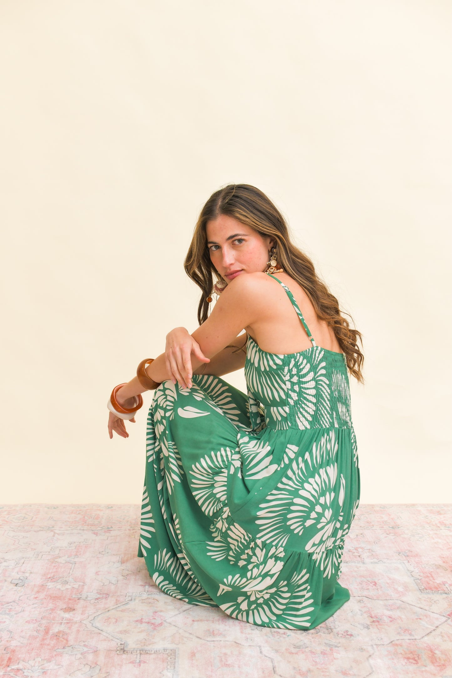 CANARY ISLAND PRINT BAMBI MAXI DRESS