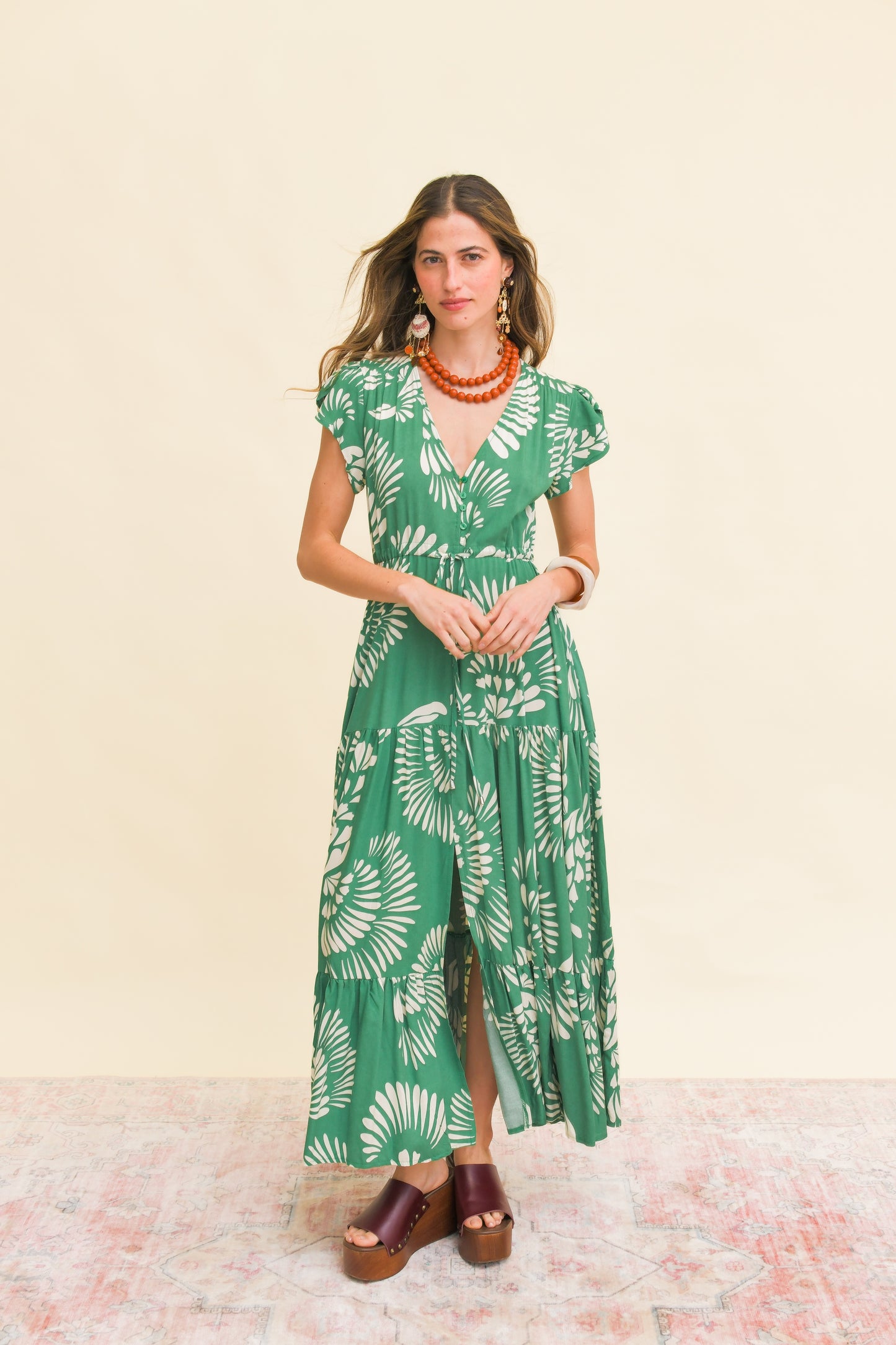 CANARY ISLAND PRINT MELISSA MAXI DRESS