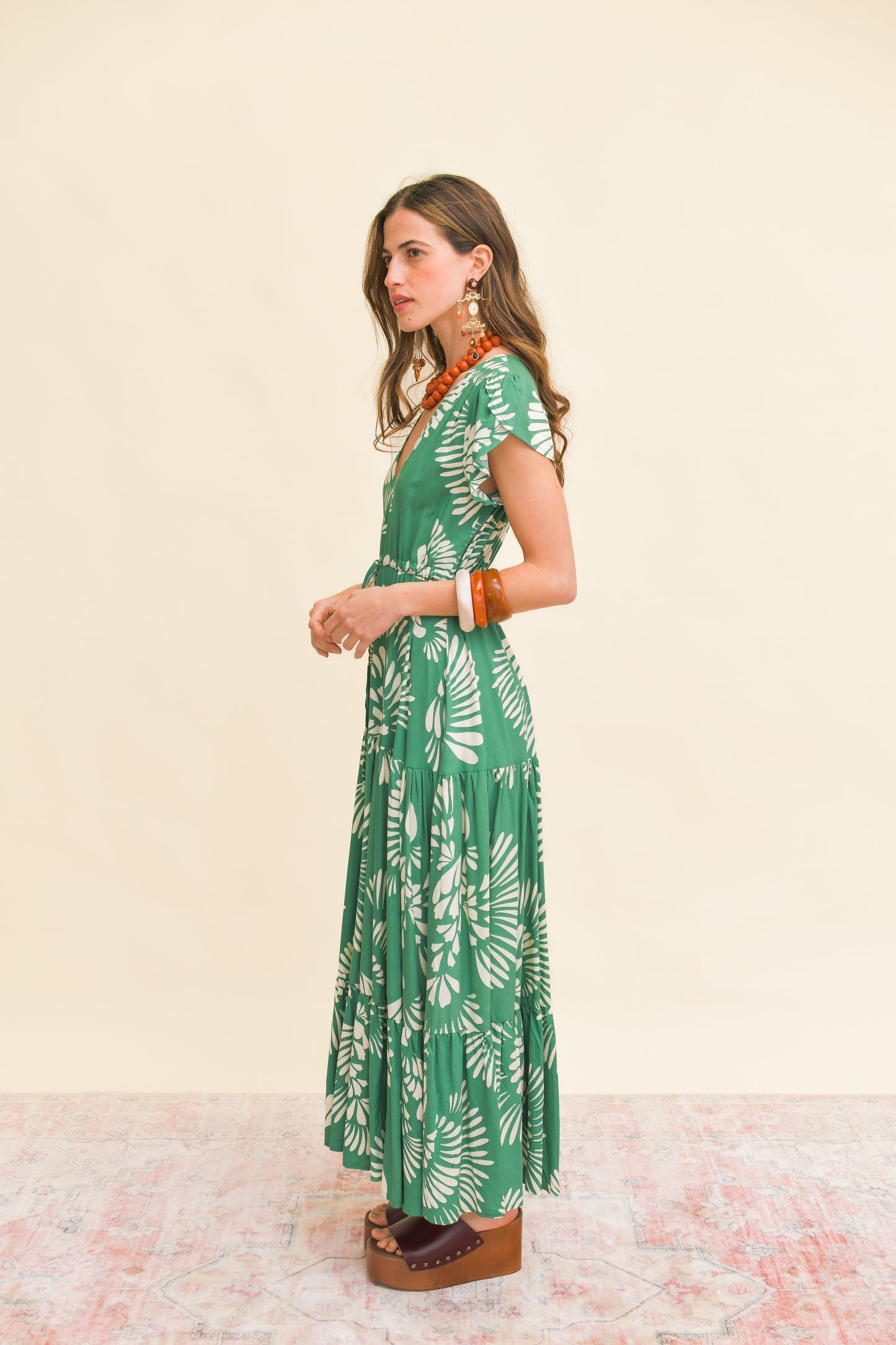 CANARY ISLAND PRINT MELISSA MAXI DRESS