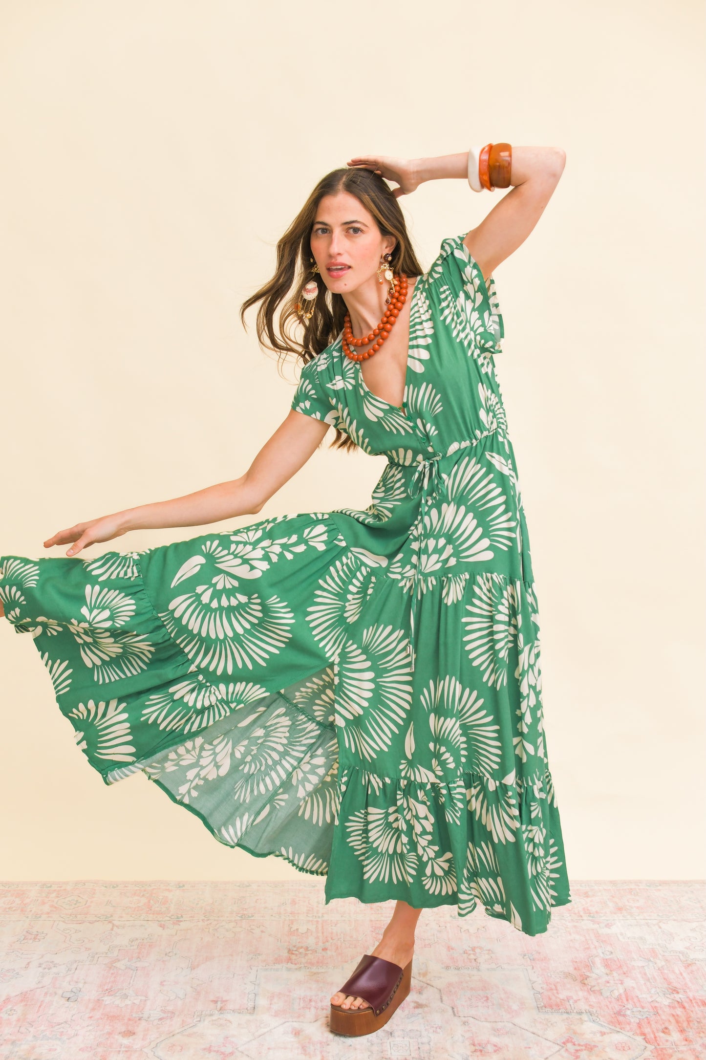 CANARY ISLAND PRINT MELISSA MAXI DRESS