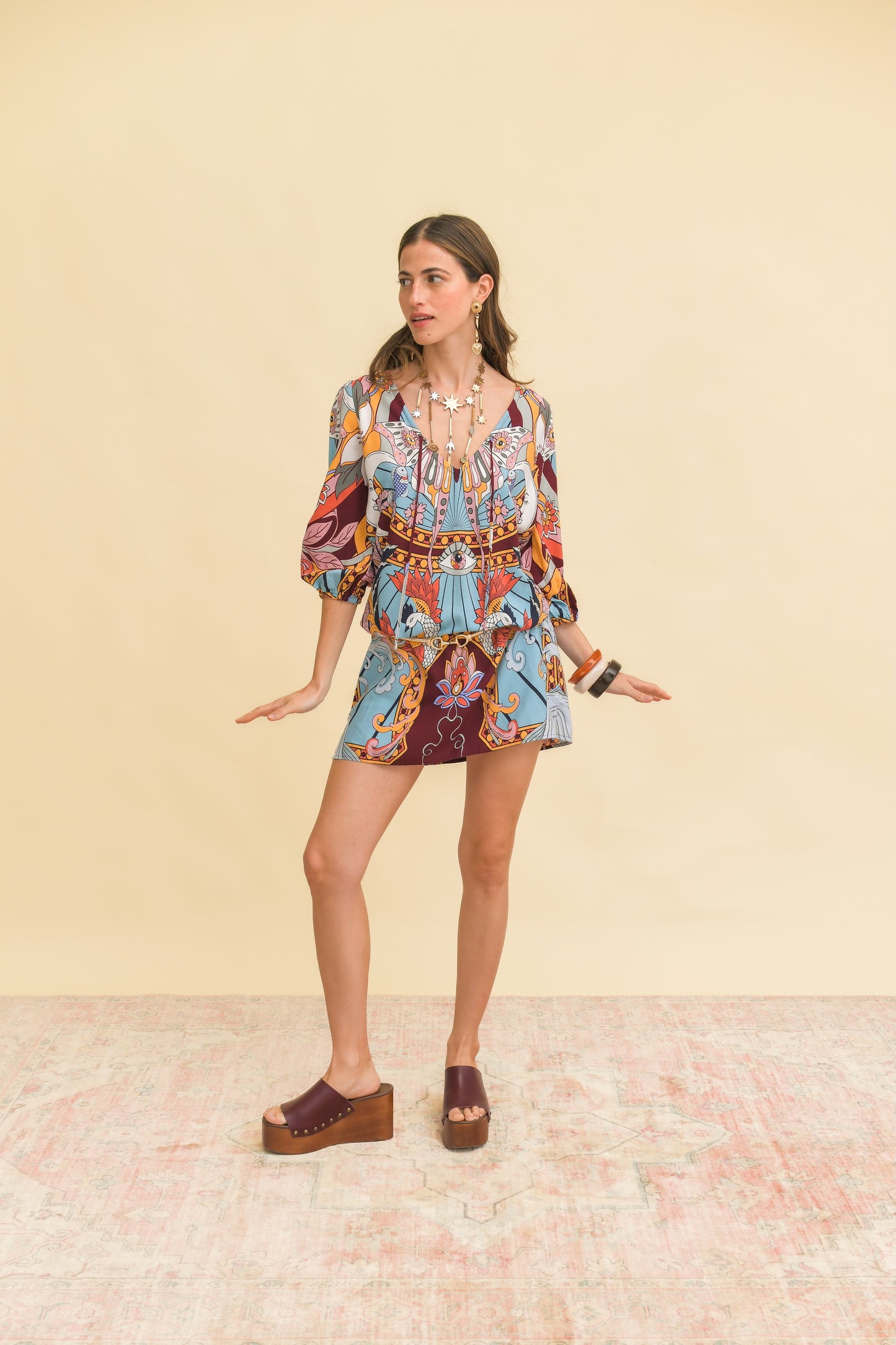 WILD HEARTS PRINT LAKE MINI DRESS