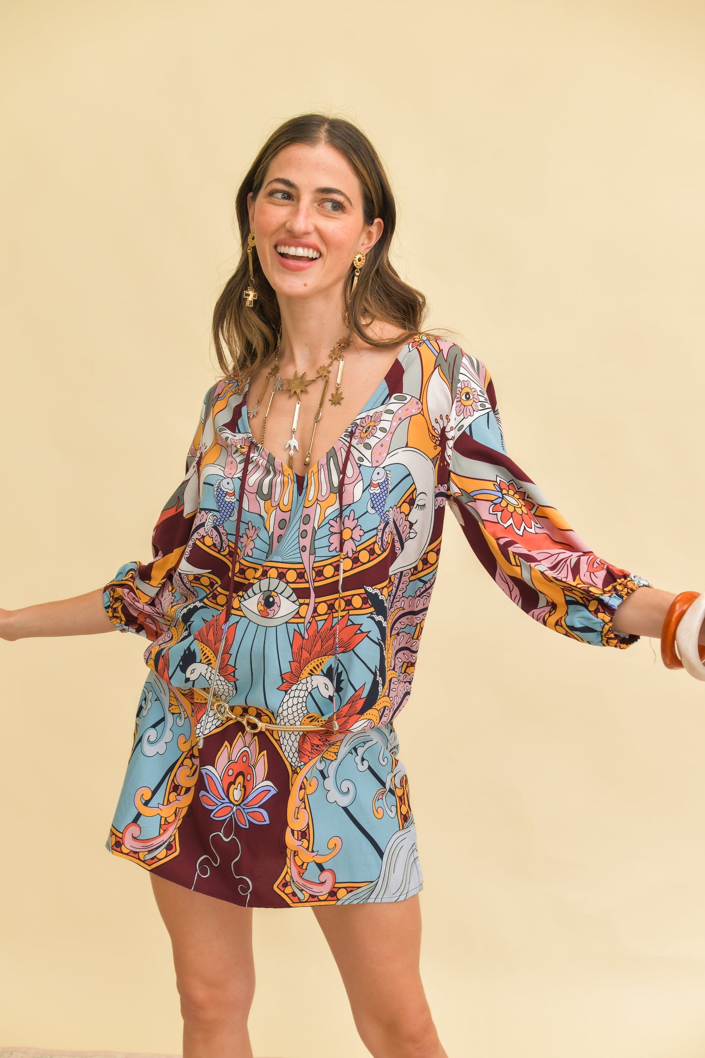 WILD HEARTS PRINT LAKE MINI DRESS