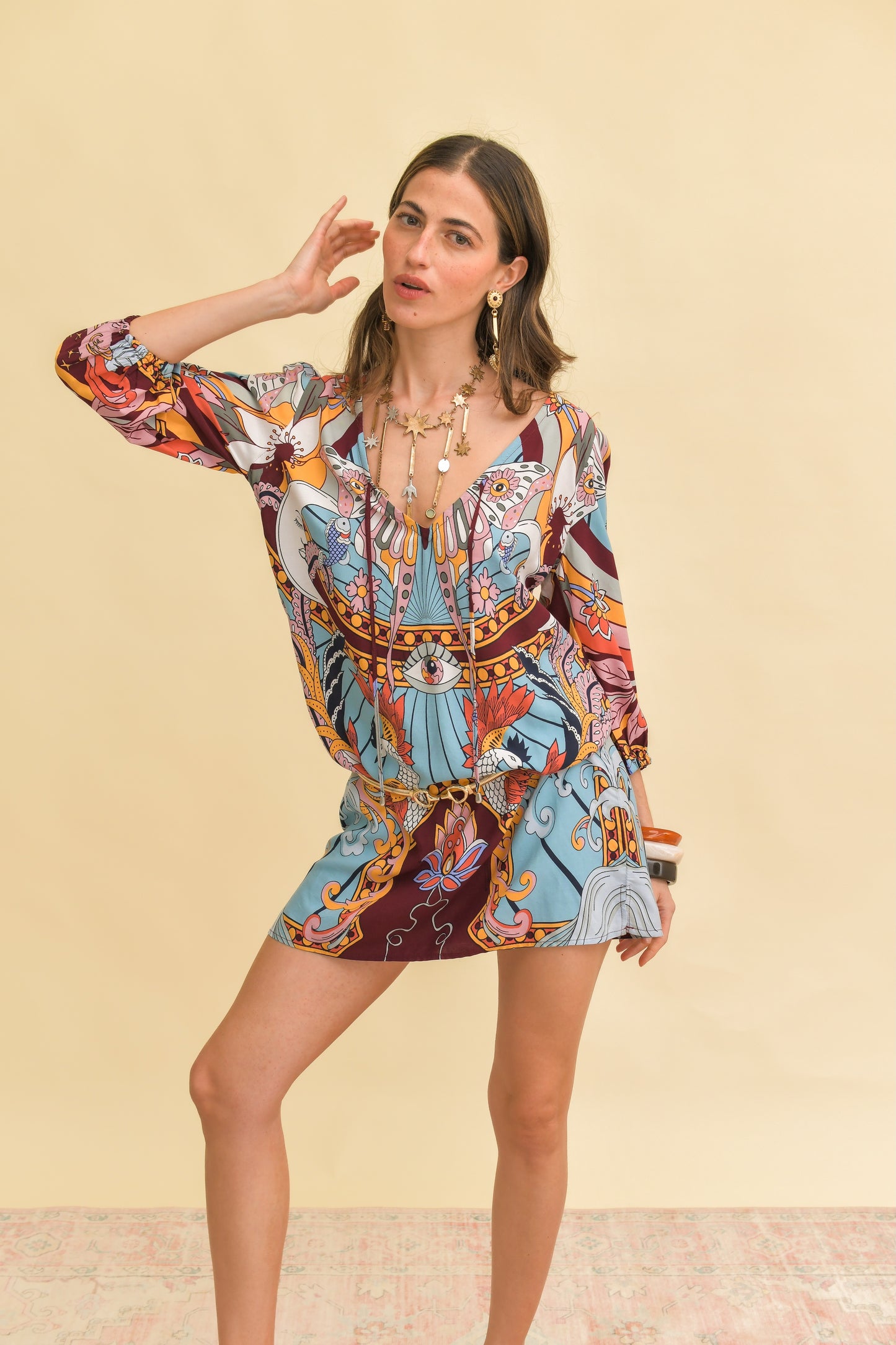 WILD HEARTS PRINT LAKE MINI DRESS