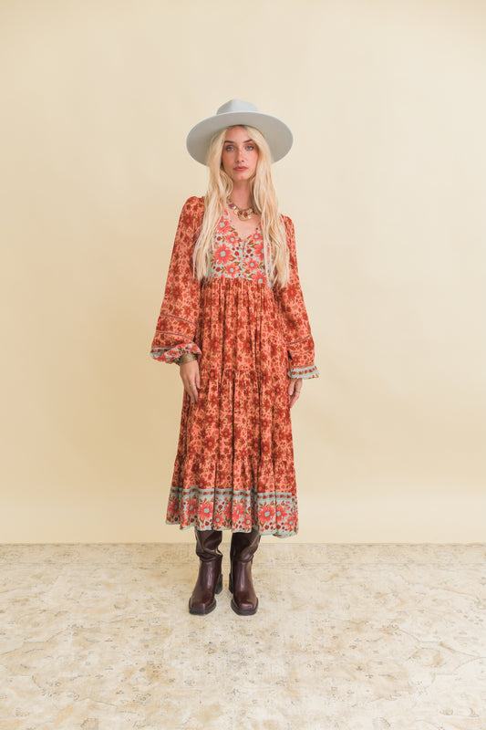LILLIANA PRINT EVE MIDI DRESS