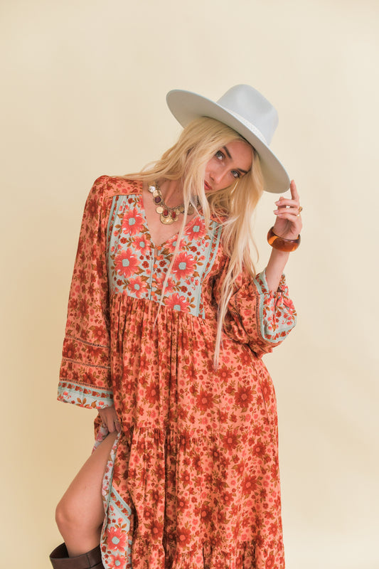 LILLIANA PRINT EVE MIDI DRESS