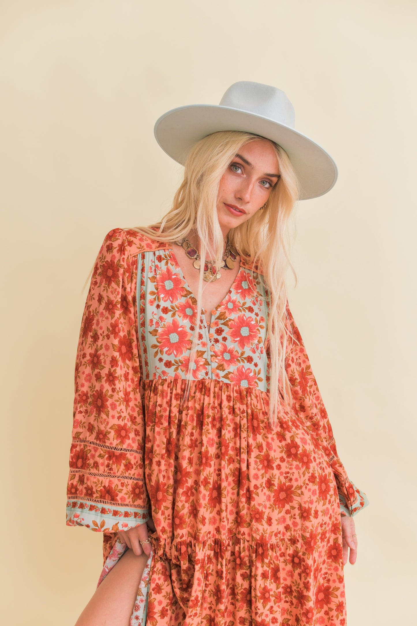LILLIANA PRINT EVE MIDI DRESS