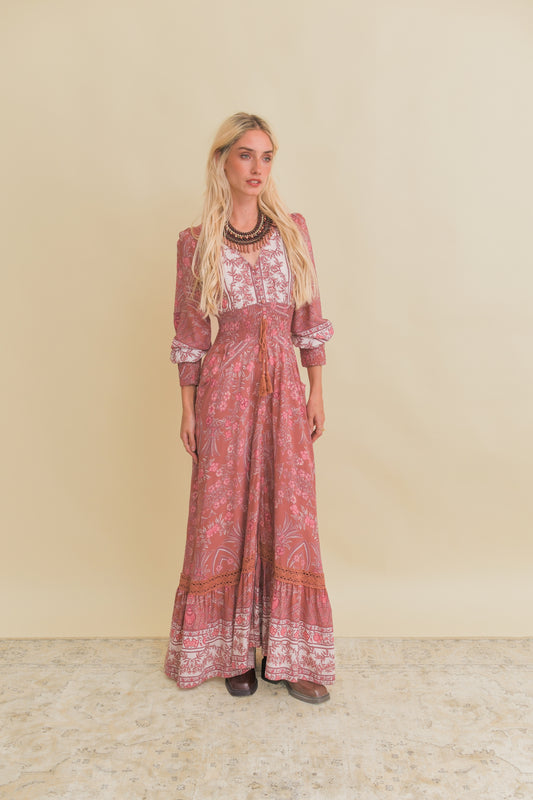 ANGELINA PRINT SABRINA MAXI DRESS