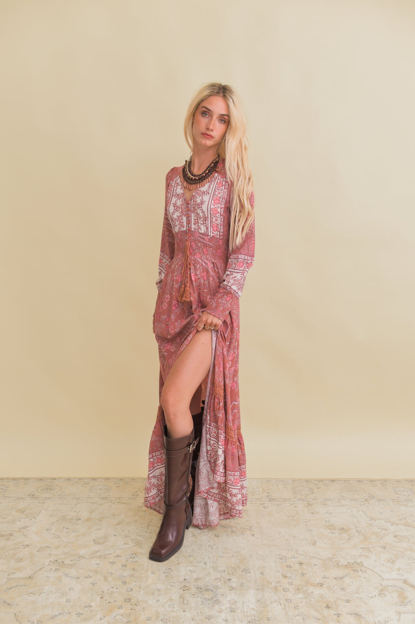 ANGELINA PRINT SABRINA MAXI DRESS