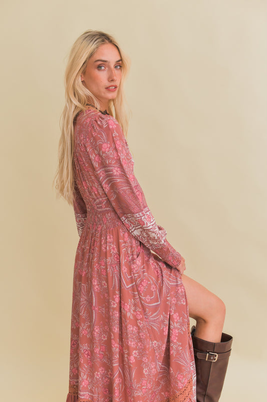 ANGELINA PRINT SABRINA MAXI DRESS