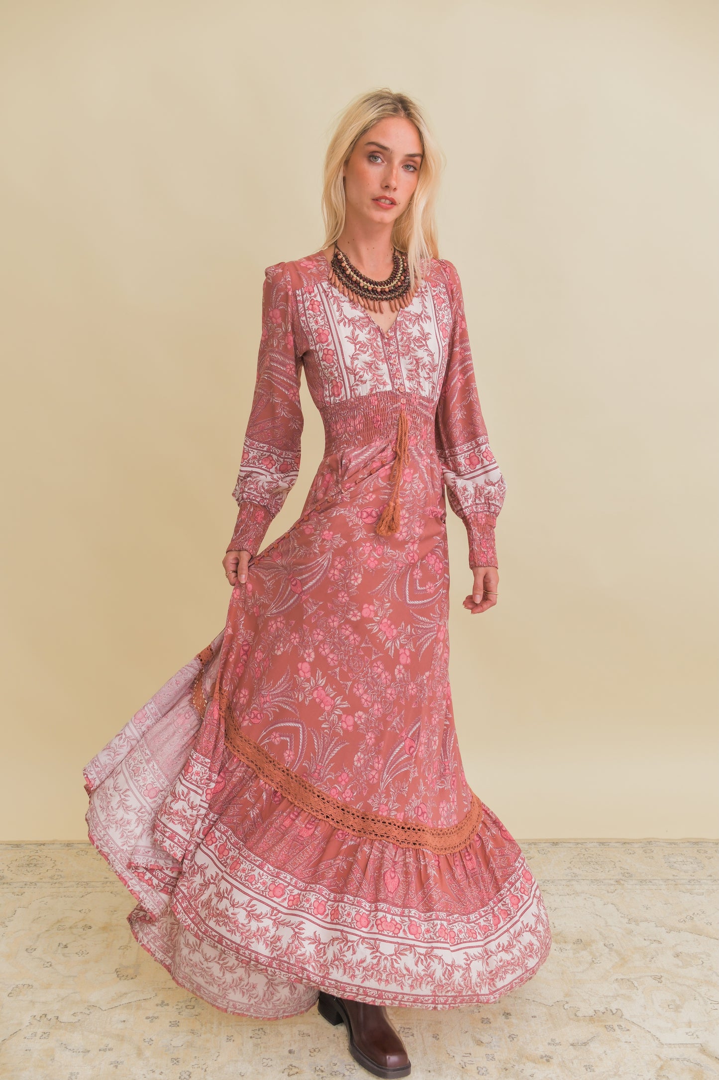 ANGELINA PRINT SABRINA MAXI DRESS