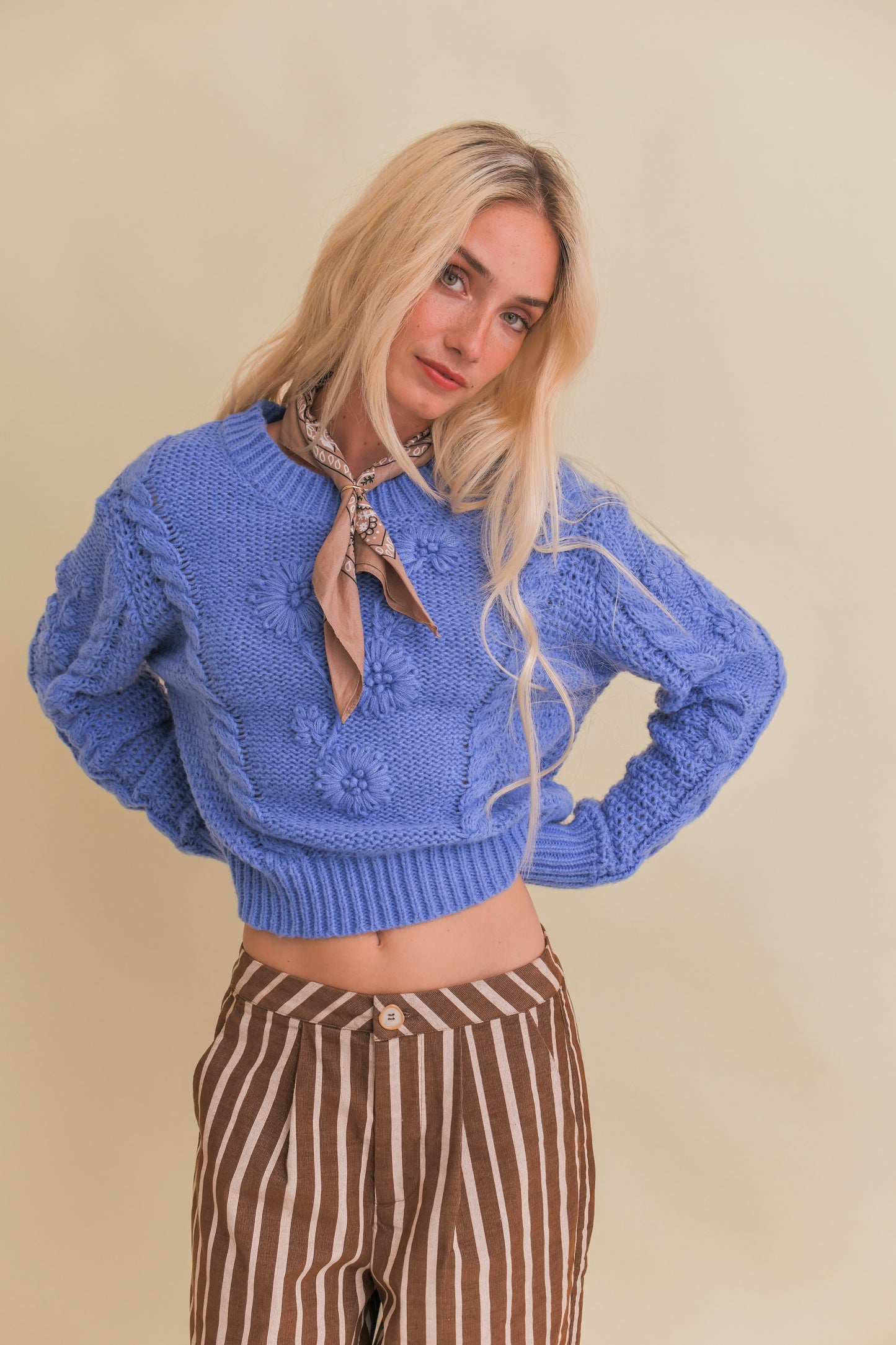 GABBI - STRIPED MID-WAIST CORD PANTS