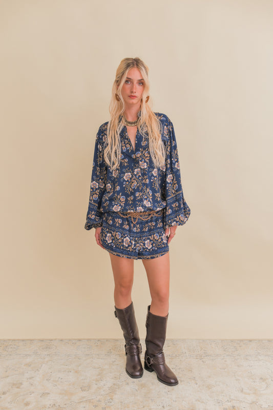 ADELINE PRINT BEVERLY LONG SLEEVE SHIRT DRESS
