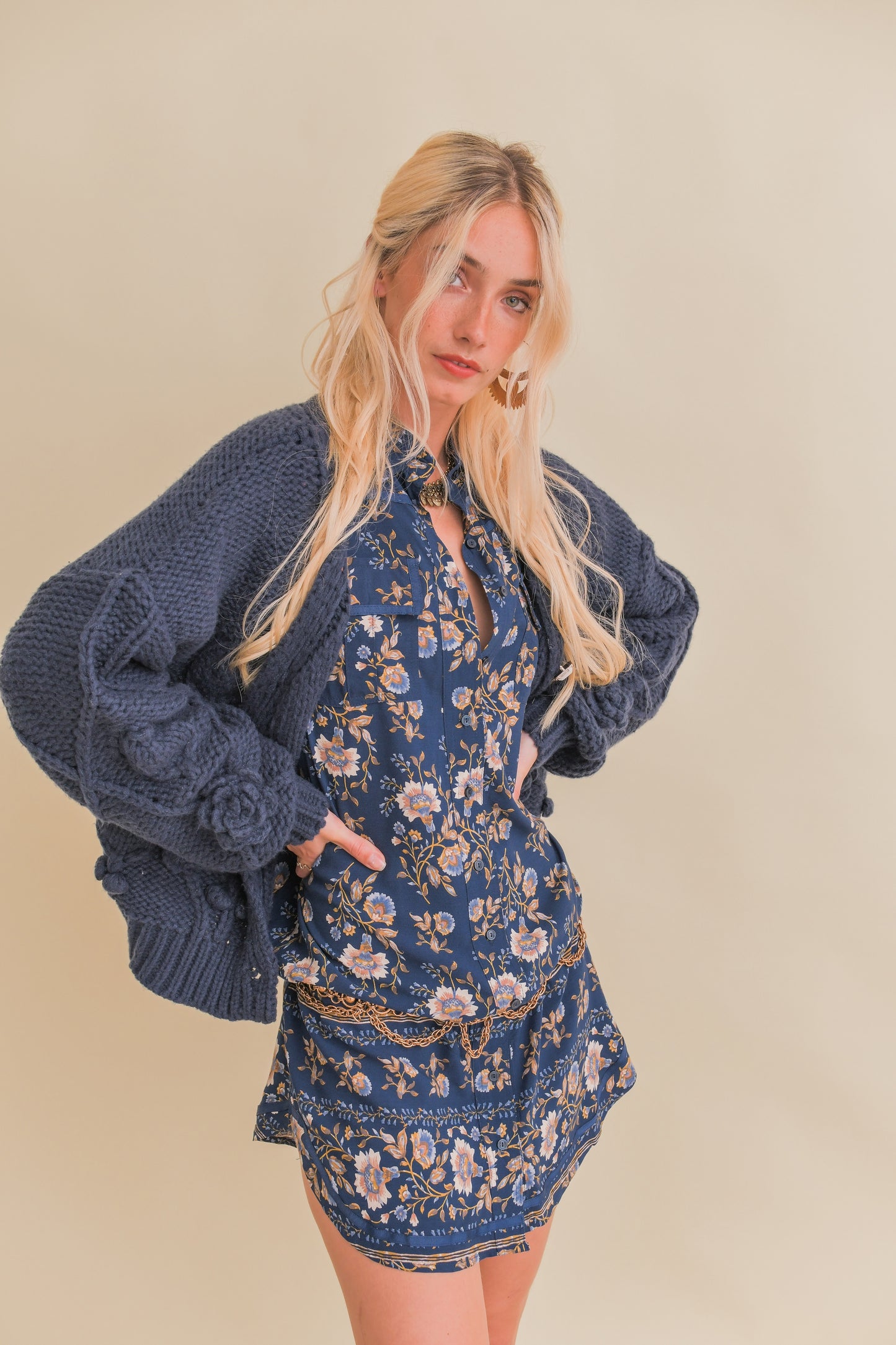 ADELINE PRINT BEVERLY LONG SLEEVE SHIRT DRESS