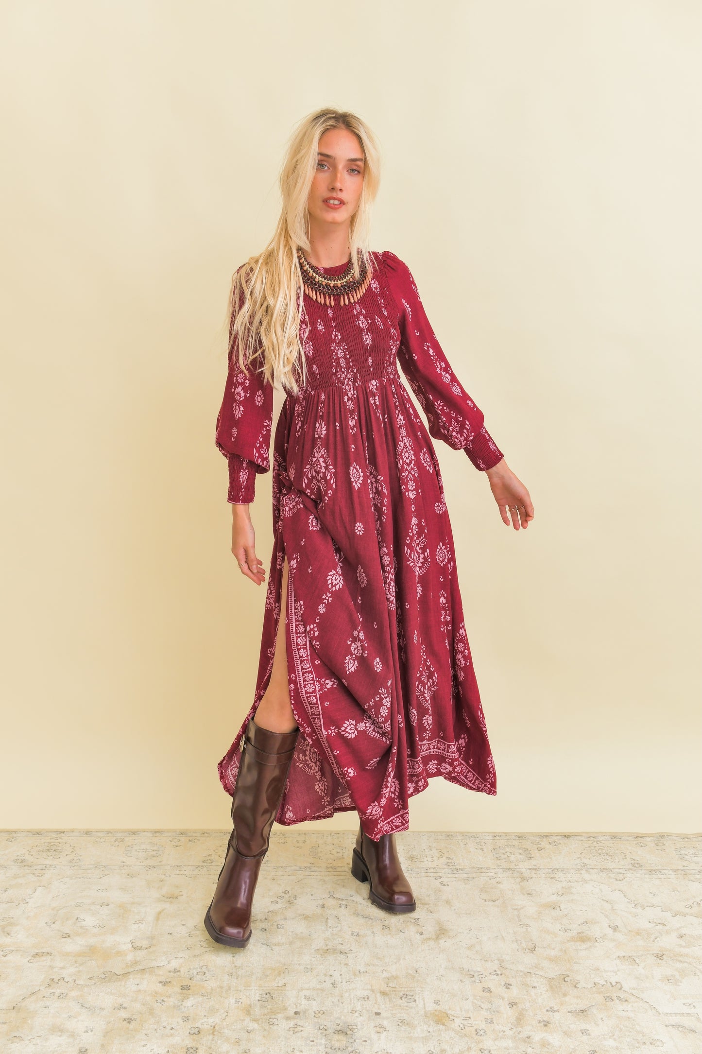 RHUBARB PRINT BELLA MAXI DRESS