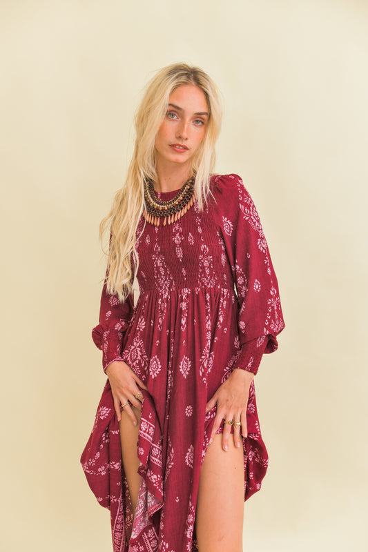 RHUBARB PRINT BELLA MAXI DRESS