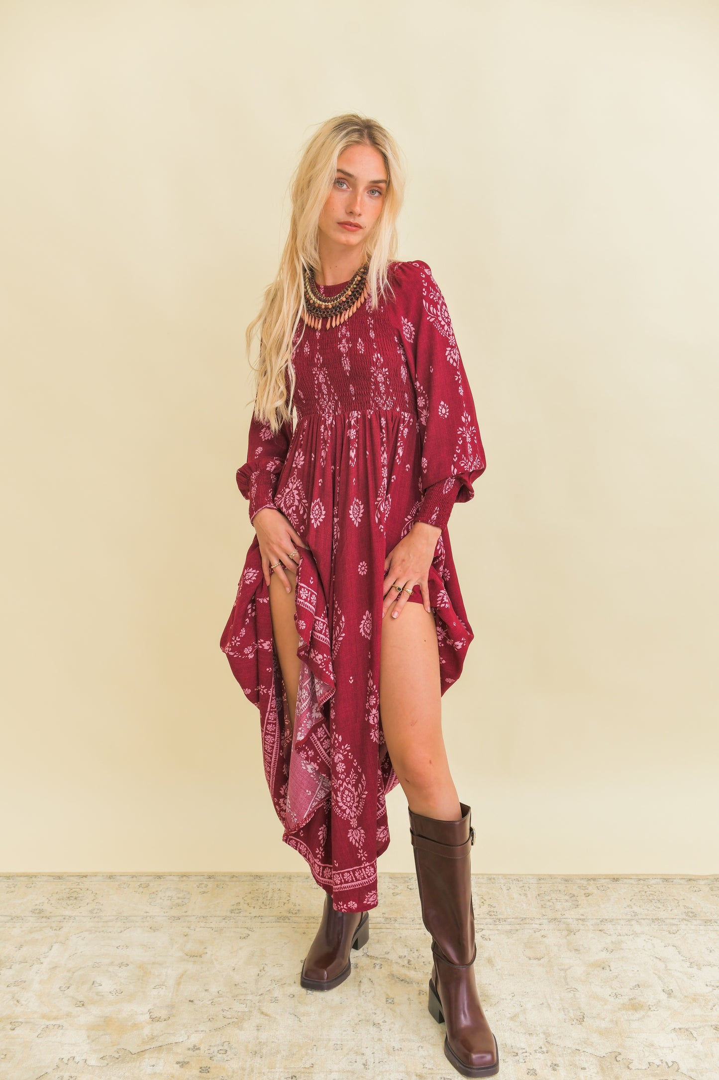 RHUBARB PRINT BELLA MAXI DRESS