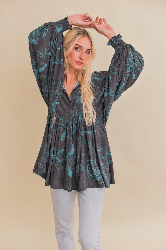 MIDNIGHT LILLY PRINT PALOMA BLOUSE