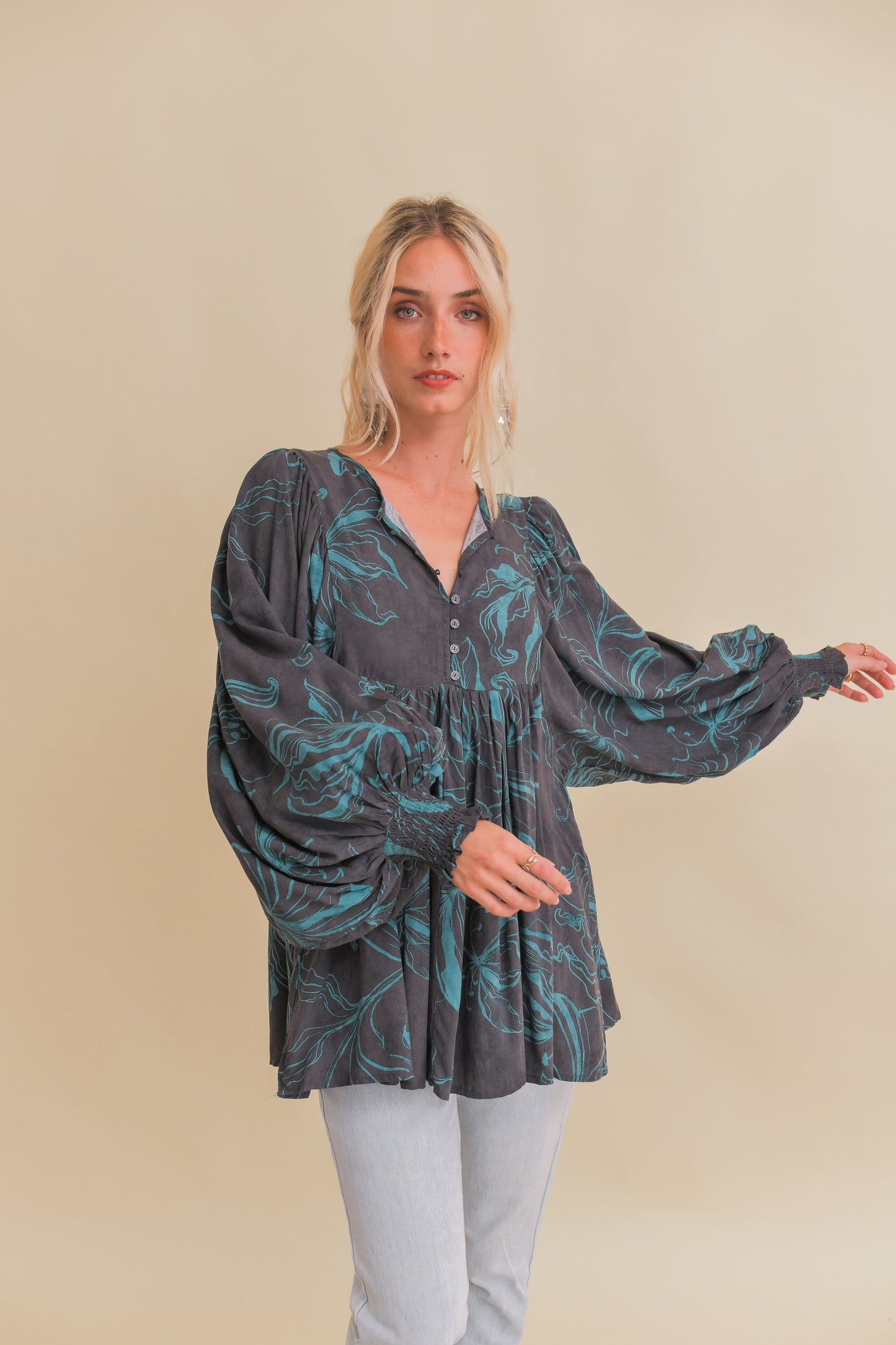 MIDNIGHT LILLY PRINT PALOMA BLOUSE
