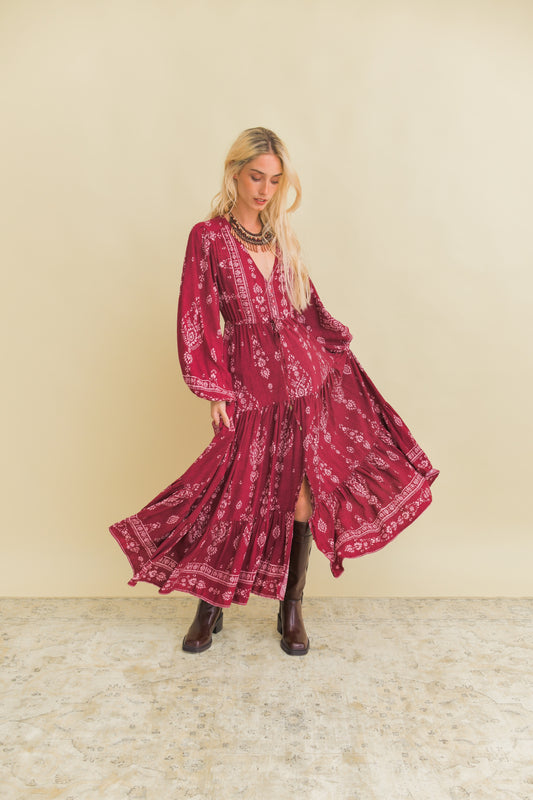 RHUBARB PRINT TERESA MAXI DRESS