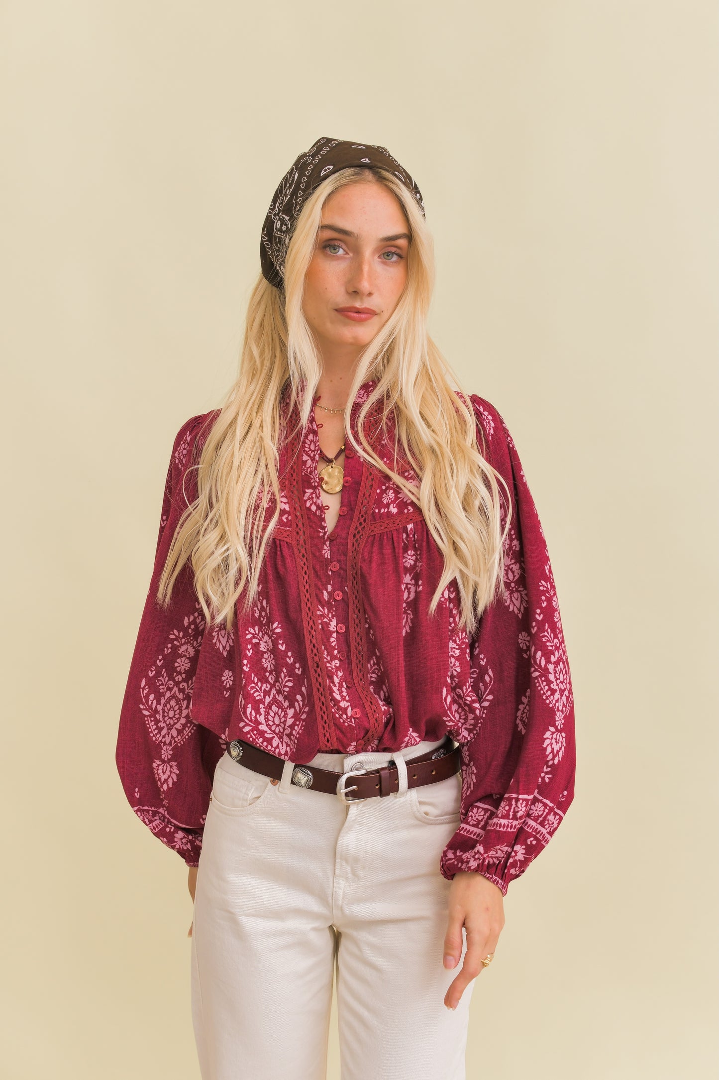 RHUBARB PRINT BREE BLOUSE
