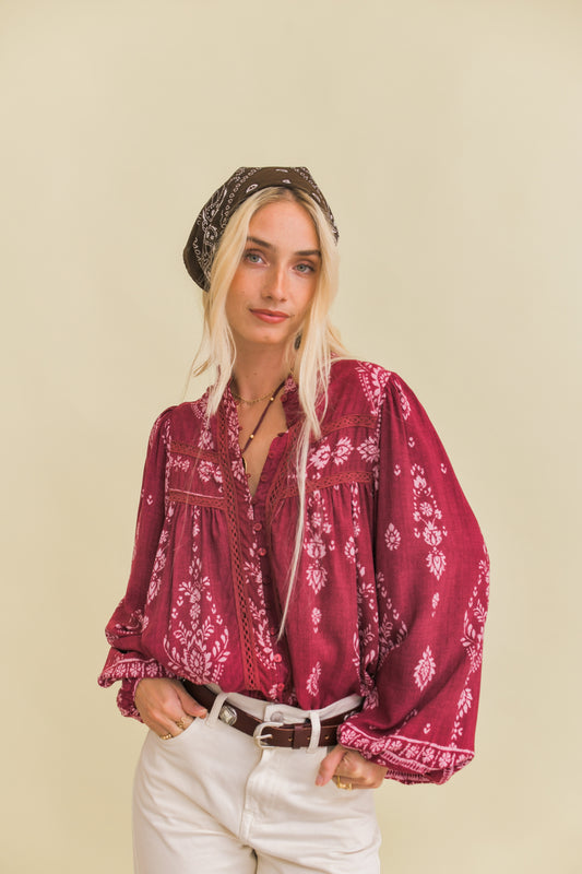 RHUBARB PRINT BREE BLOUSE