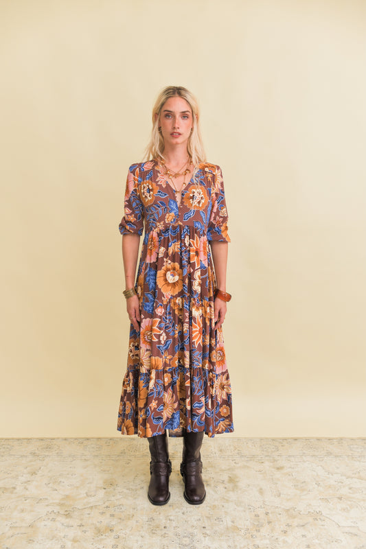 TIERRA PRINT EVE MIDI DRESS