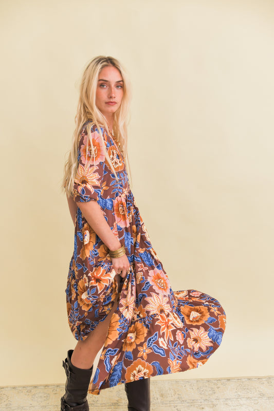 TIERRA PRINT EVE MIDI DRESS