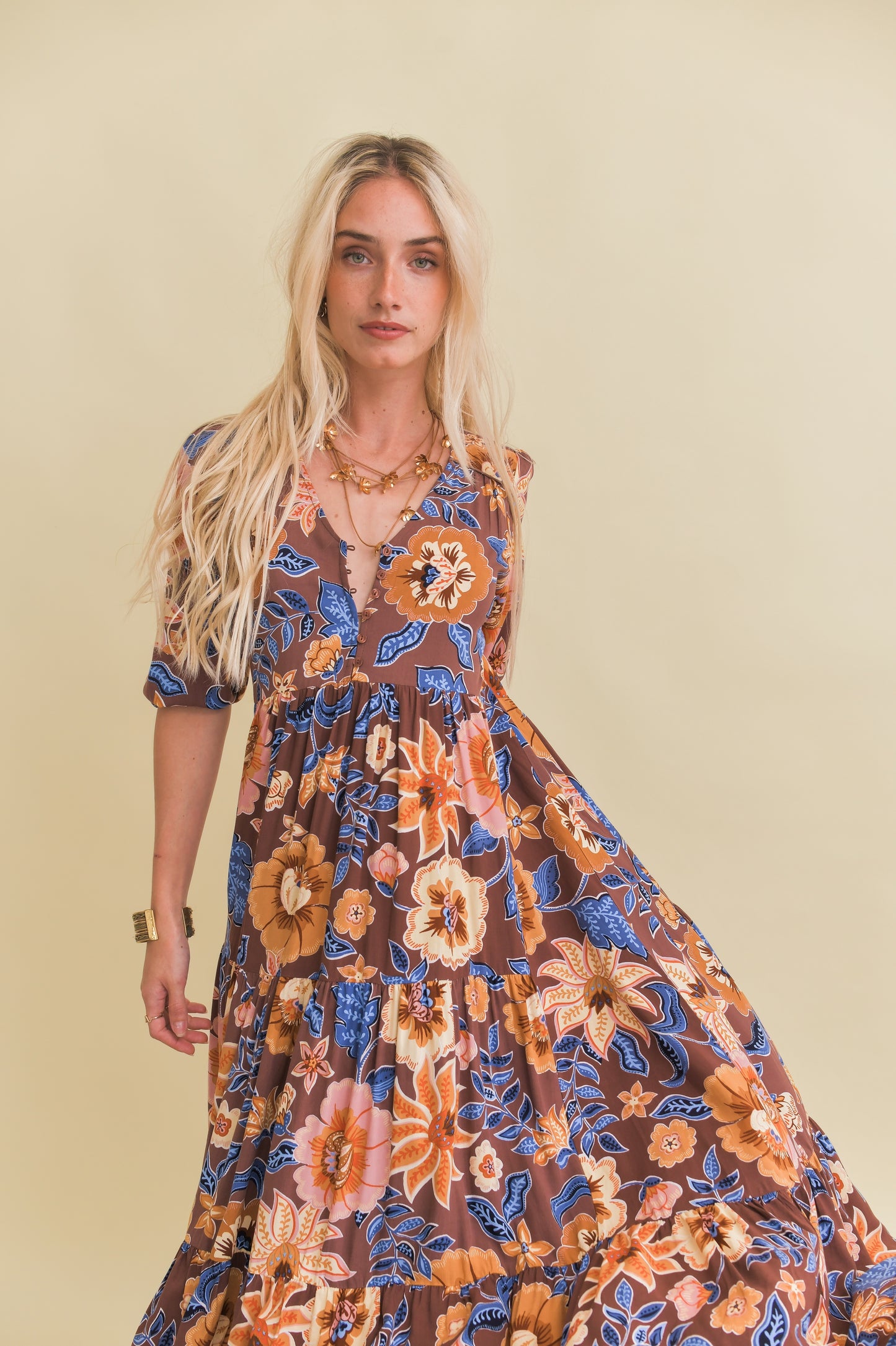 TIERRA PRINT EVE MIDI DRESS