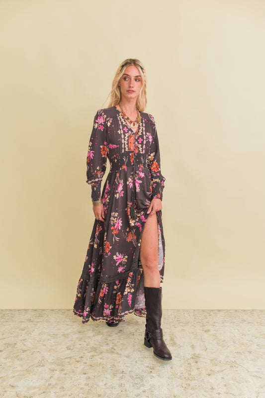 MONARCH PRINT SABRINA MAXI DRESS