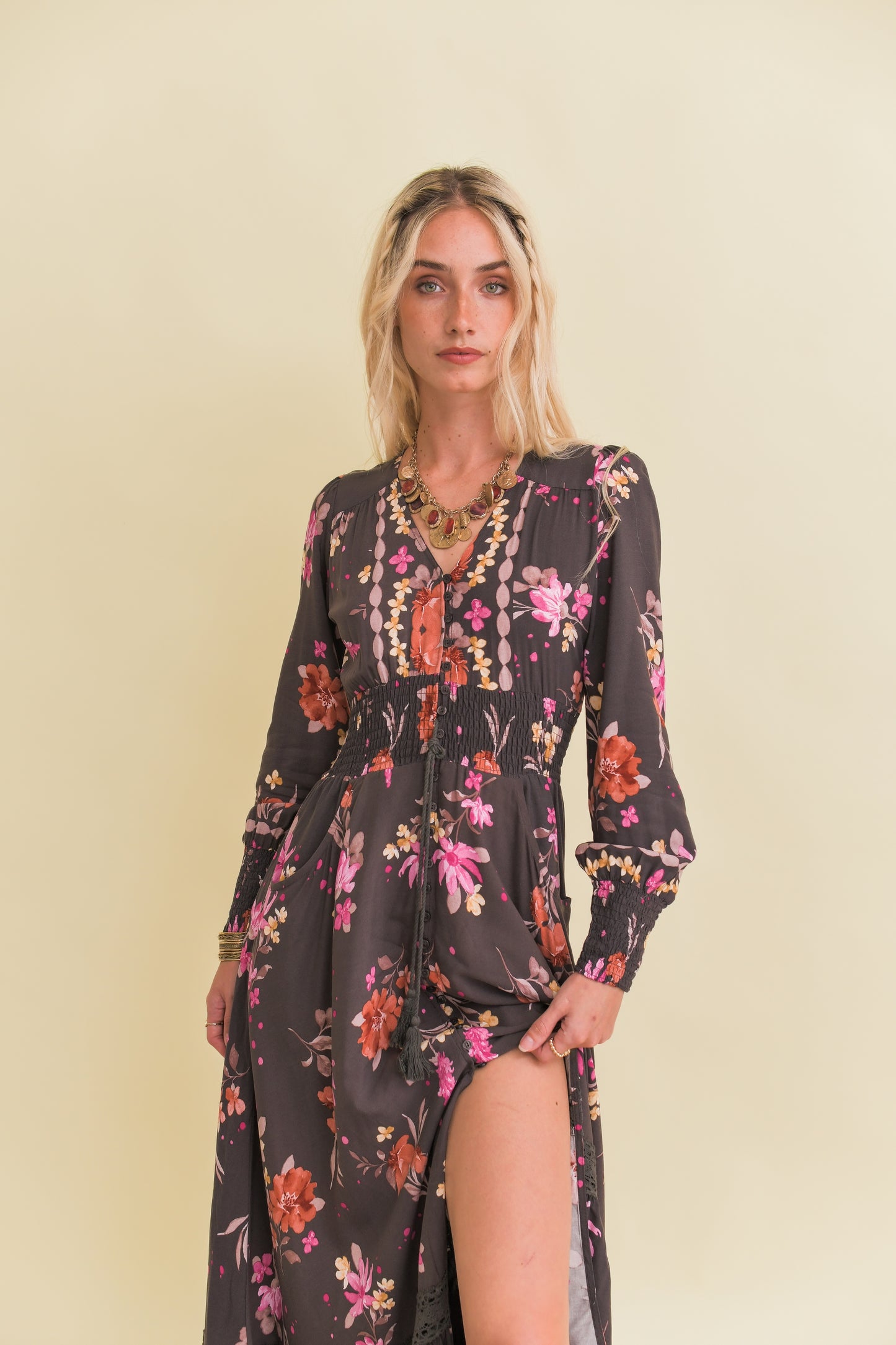 MONARCH PRINT SABRINA MAXI DRESS