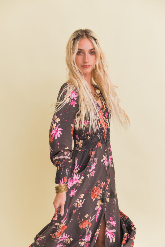 MONARCH PRINT SABRINA MAXI DRESS