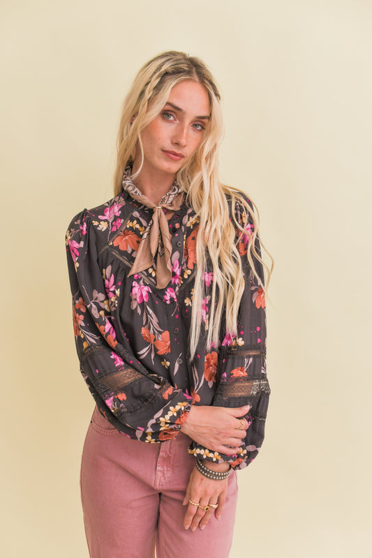 MONARCH BLOOM PRINT ELIZA BLOUSE