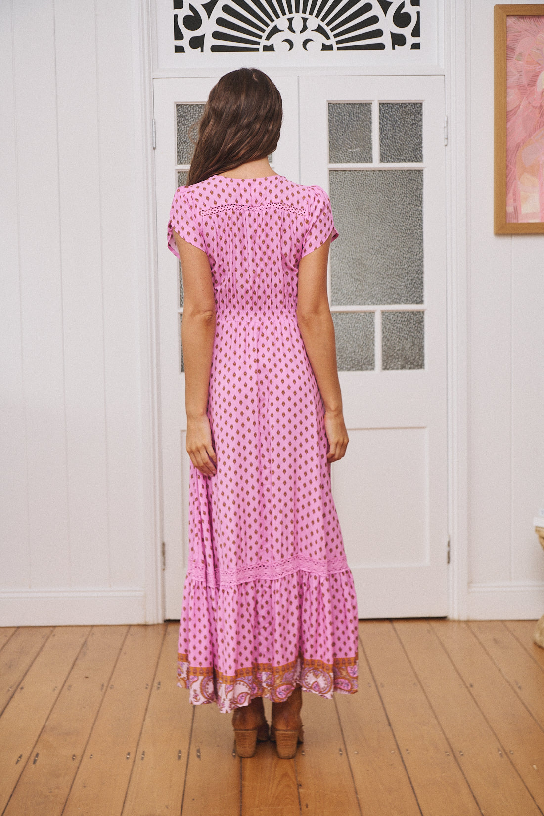 VENUS PINK PRINT CARMEN MAXI