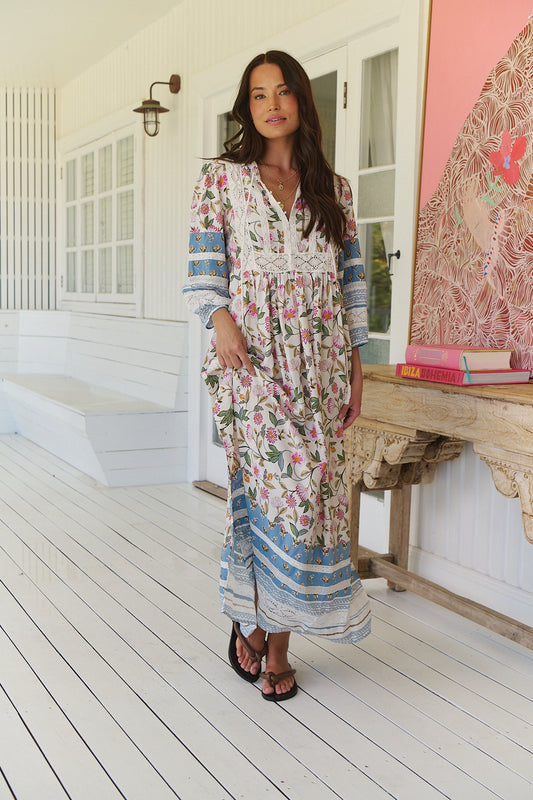 PIXIE PETALS 3/4 SLEEVE EVE MIDI