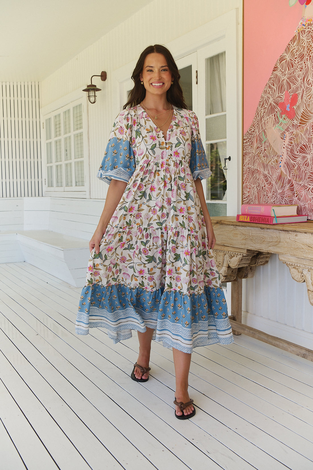 PIXIE PETALS 3/4 SLEEVE EVE MIDI