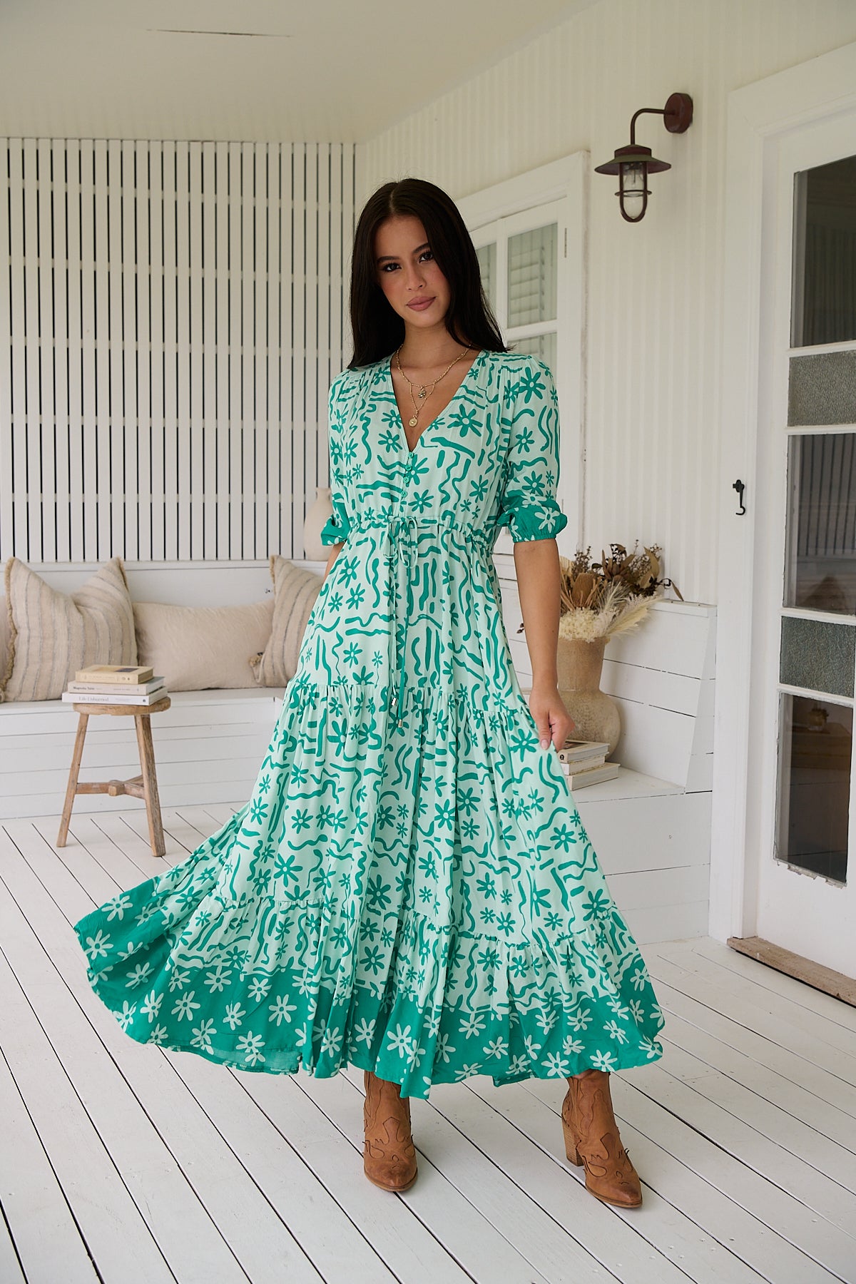 MINT SPRITZ PRINT TESSA MAXI DRESS