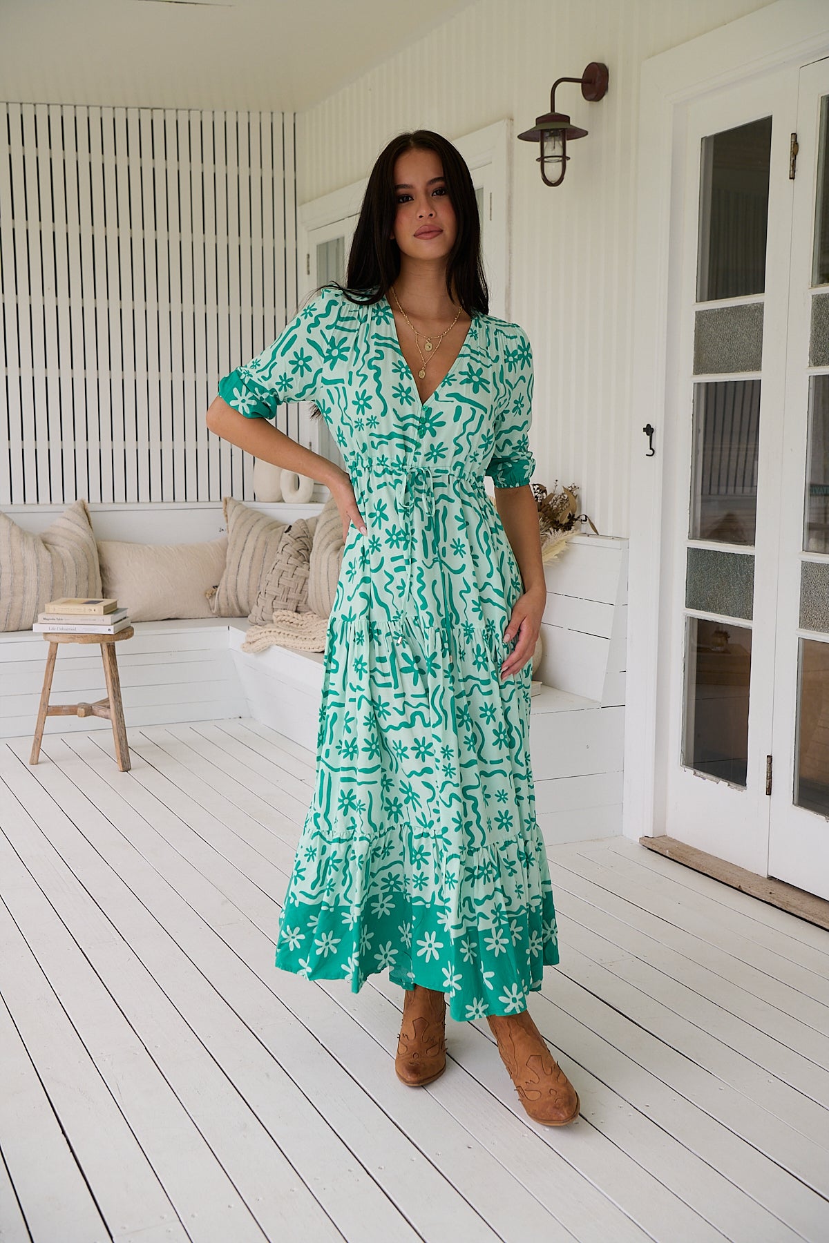 MINT SPRITZ PRINT TESSA MAXI DRESS